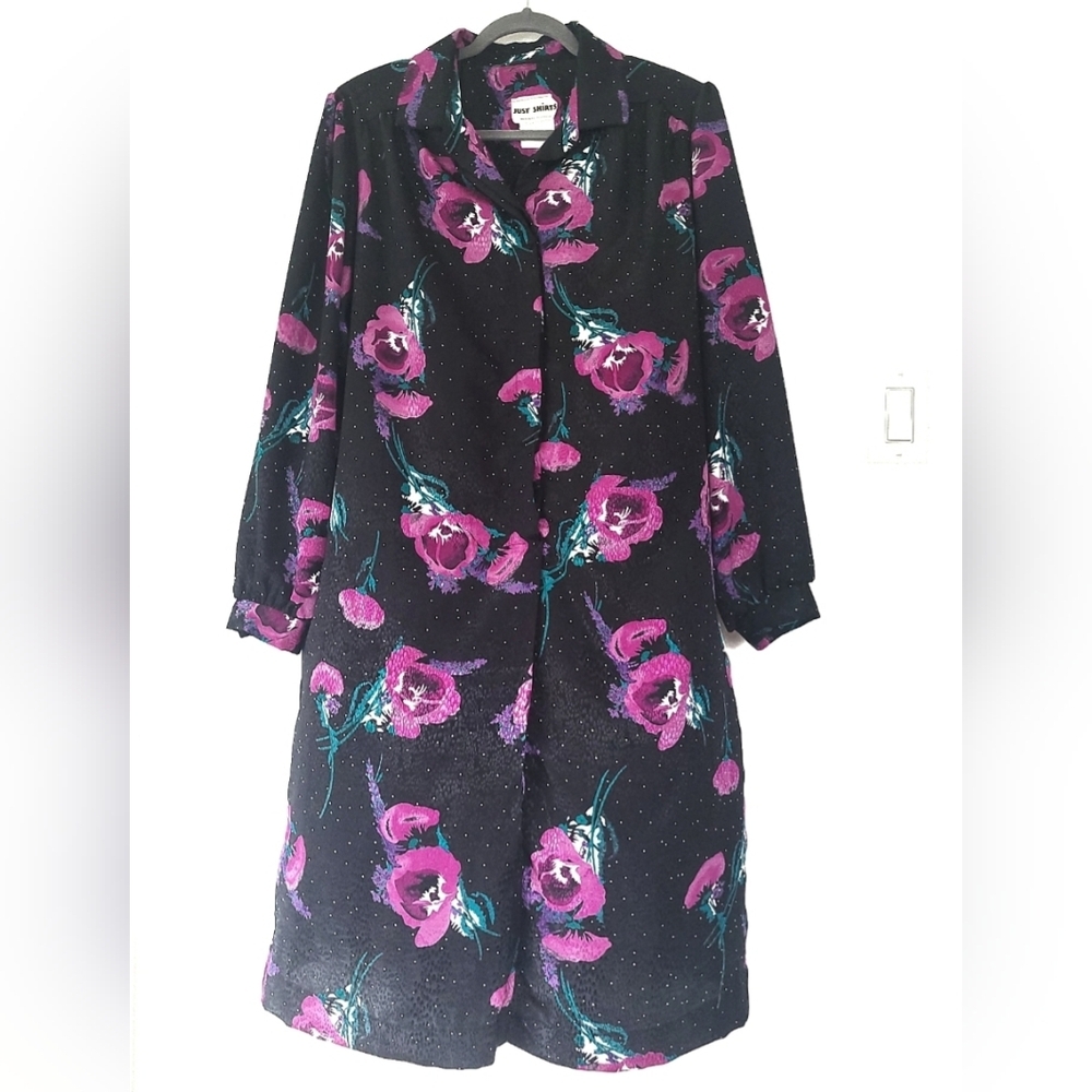 Vintage Black Floral Long Sleeve Dress